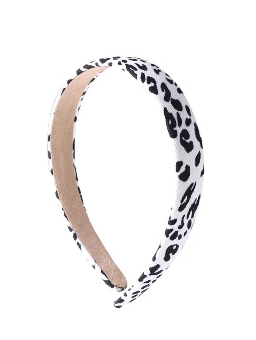 Leopard Print Padded Headband - White & Black